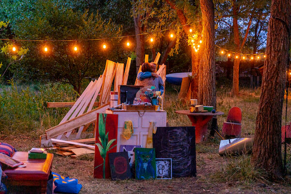 The stage area at Chispas Farm. Photo by HyunJu Blemel.