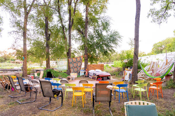 Audience and stage area at Chispas Farm. ALABASTER by Audrey Cefaly. Photo by HyunJu Blemel.